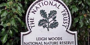 Picture showing the familiar national trust plaque for Leigh Woods National Nature Reserve.